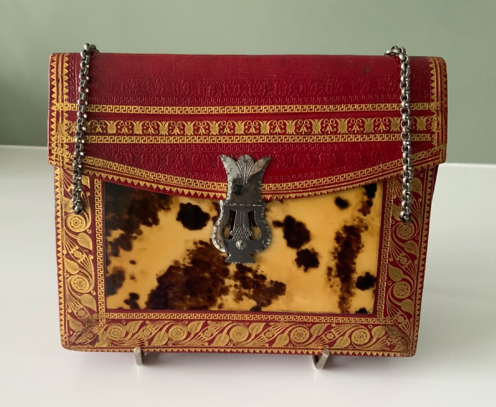 Regency tortoiseshell & leather bag.