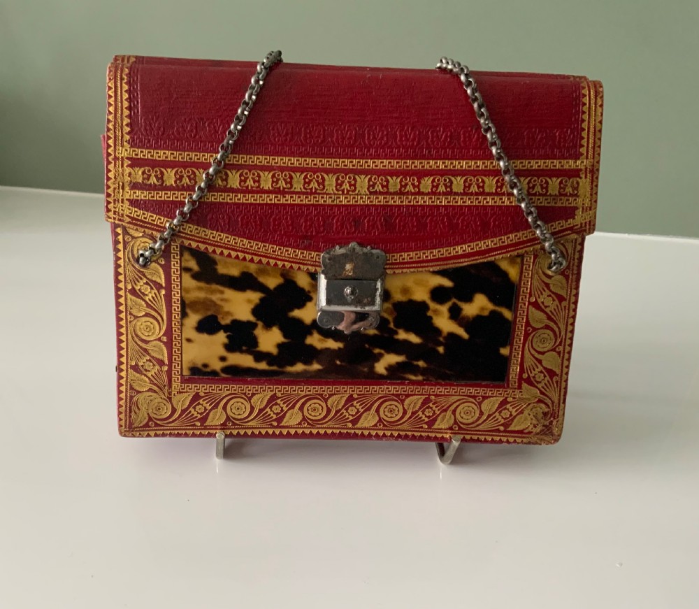 Regency tortoiseshell & leather bag. View II