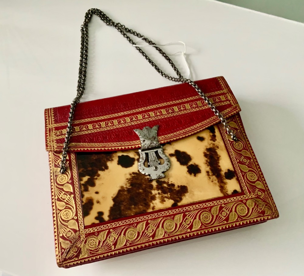 Regency tortoiseshell & leather bag. View III