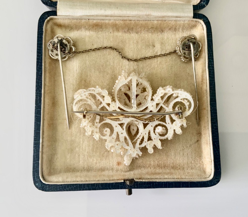 Regency seed pearl brooch and cloak pin View II