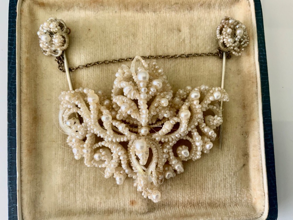 Regency seed pearl brooch and cloak pin View III