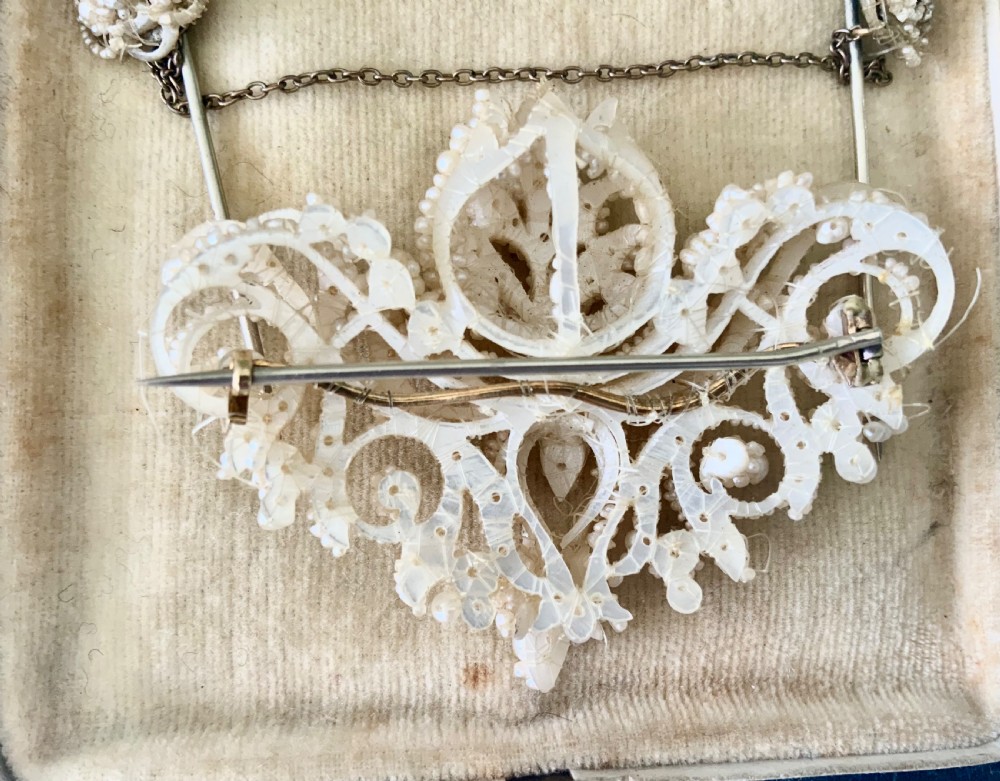 Regency seed pearl brooch and cloak pin View IV