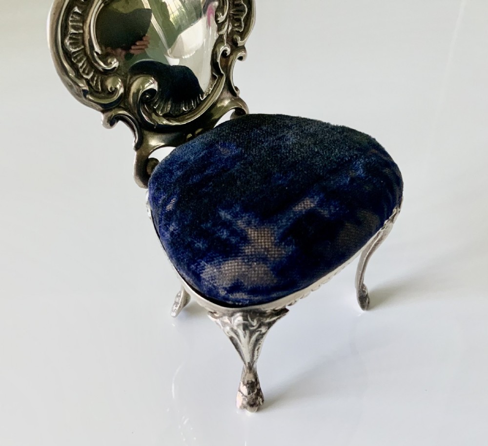 Large silver chair pin cushion View VI