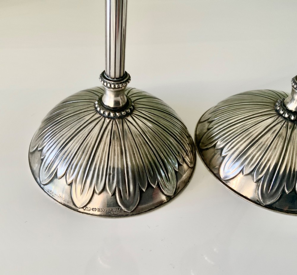 Mid century Finnish silver candlesticks View II