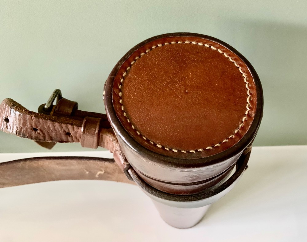 Silver hunting flask in original leather case View VI
