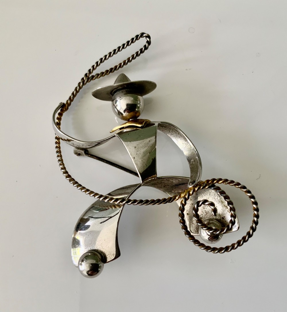 Charles Horner silver cowboy brooch