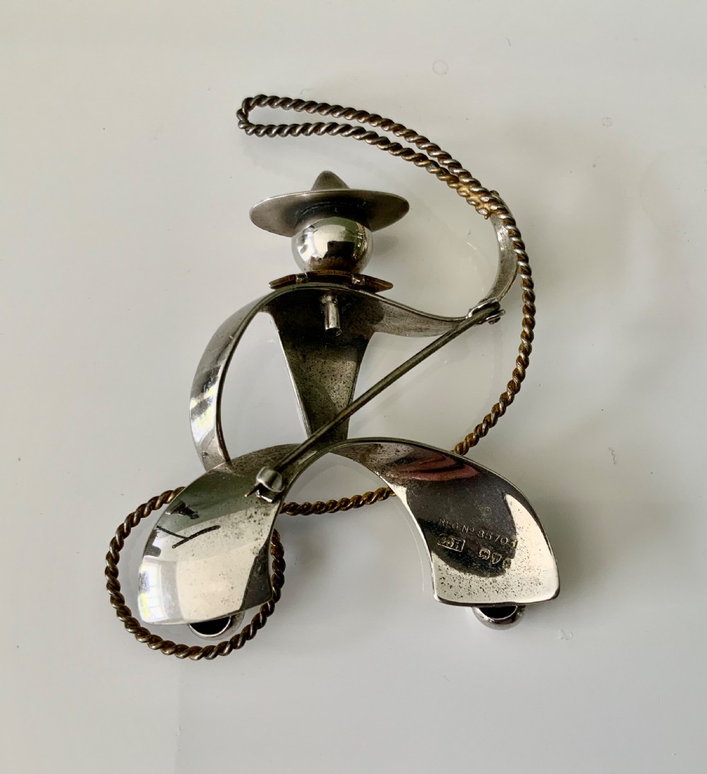 Charles Horner silver cowboy brooch View II