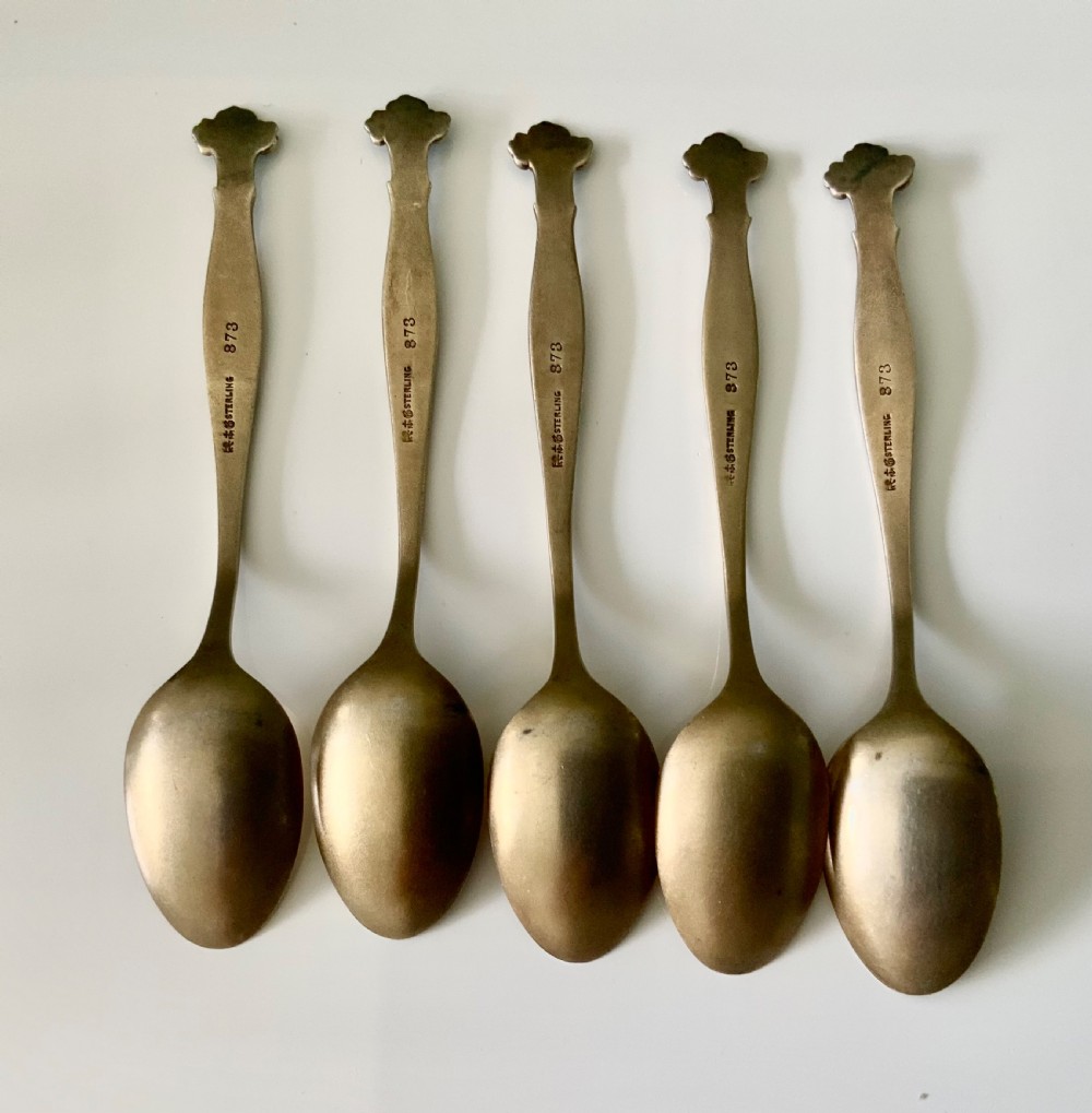 American silver gilt and enamel teaspoons View III