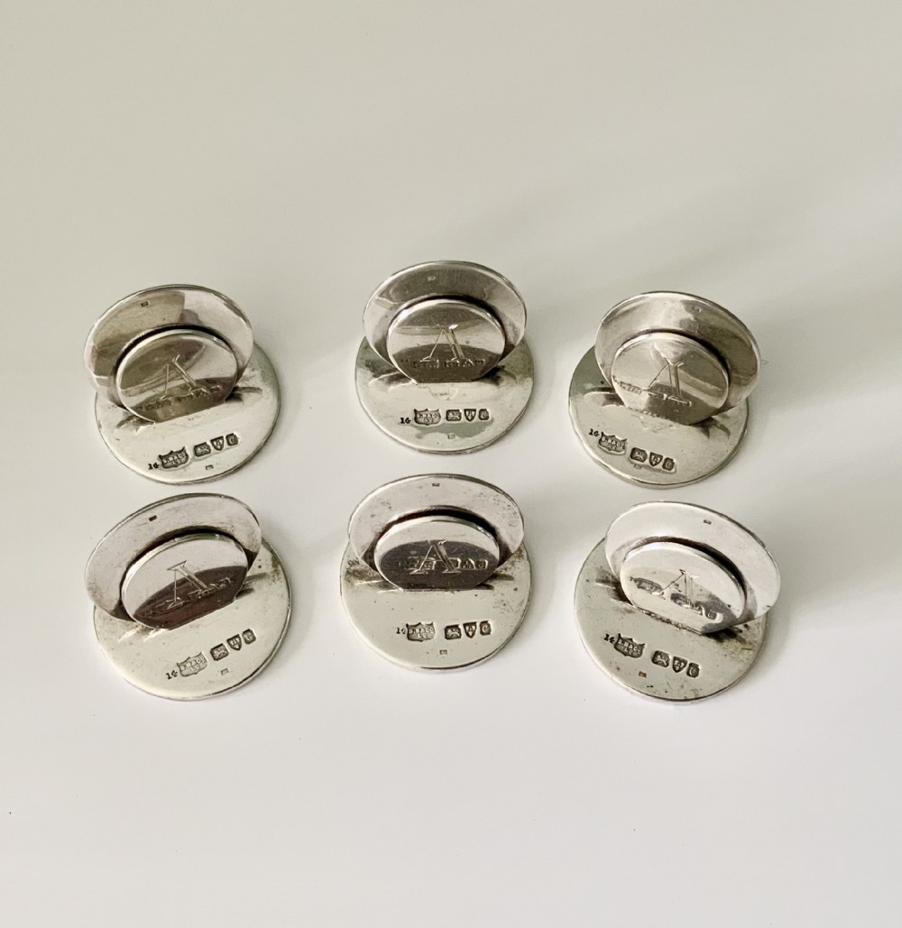 Set of 6 silver Sampson Mordan menu holders