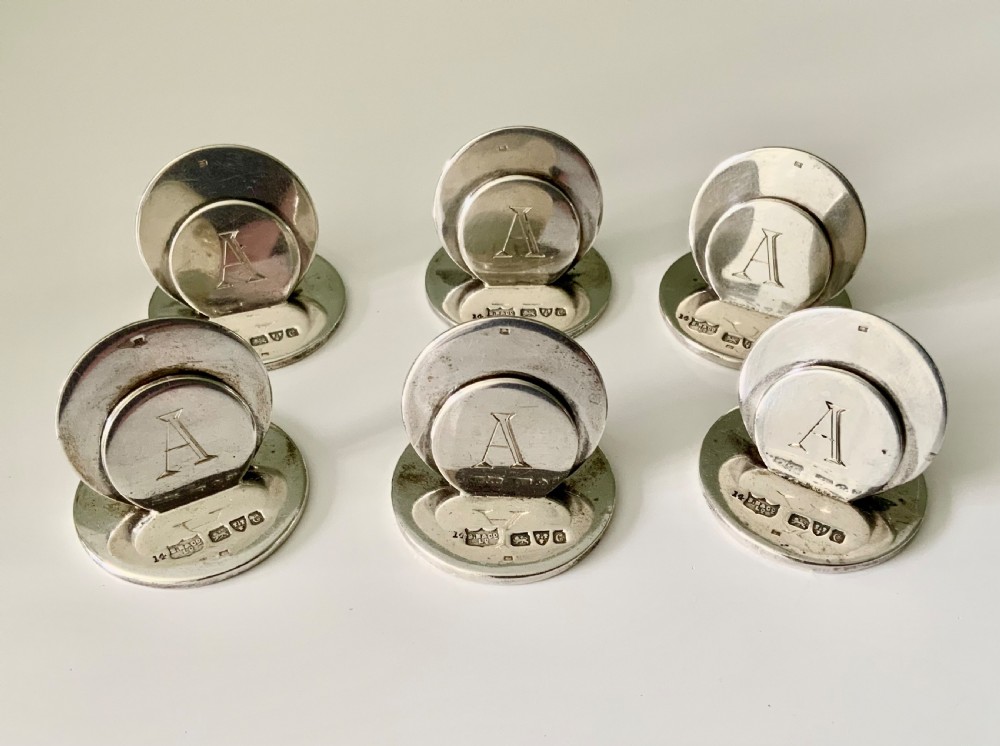 Set of 6 silver Sampson Mordan menu holders View II