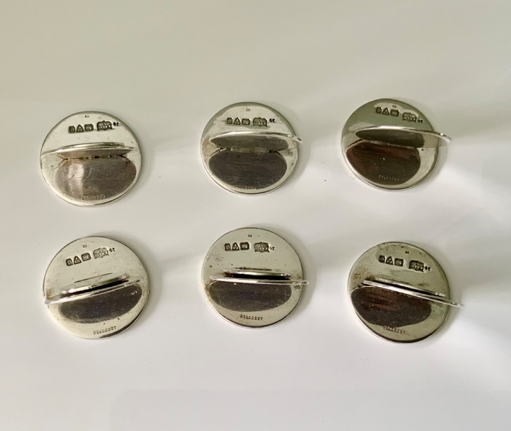 Set of 6 silver Sampson Mordan menu holders View IV