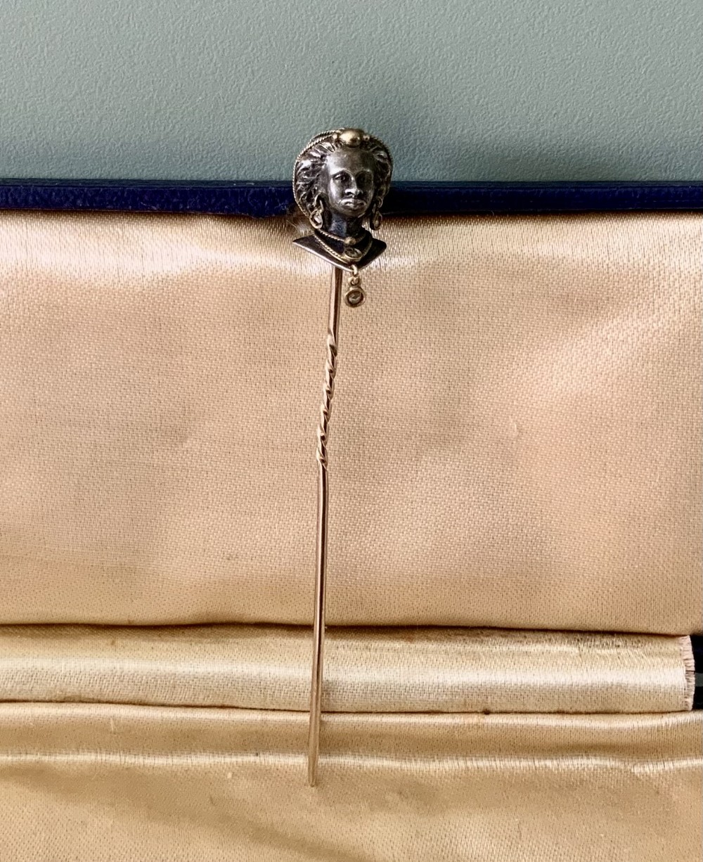 19th century silver & gold stick pin