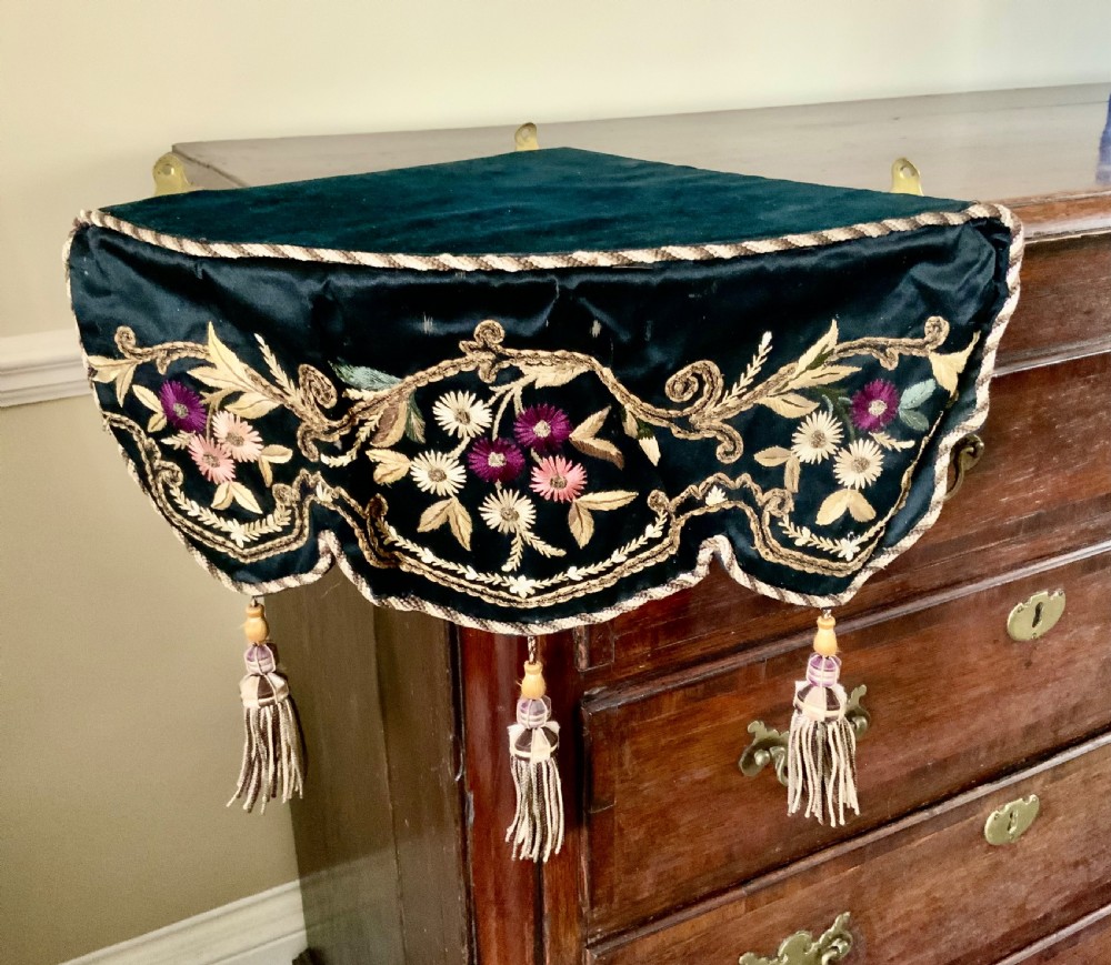 Victorian embroidered corner shelf