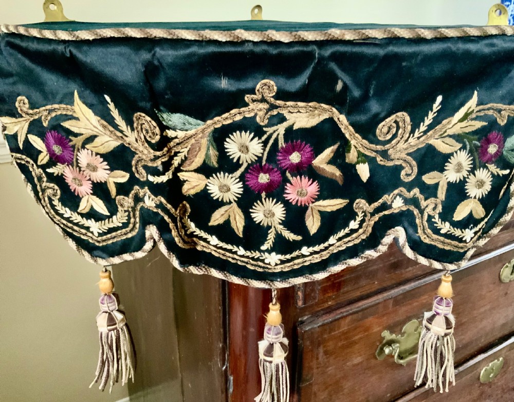 Victorian embroidered corner shelf View II