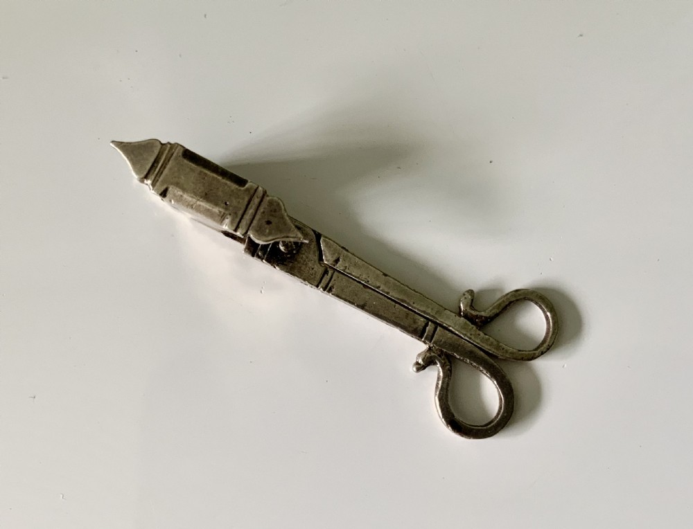 17th century miniature silver snuffers