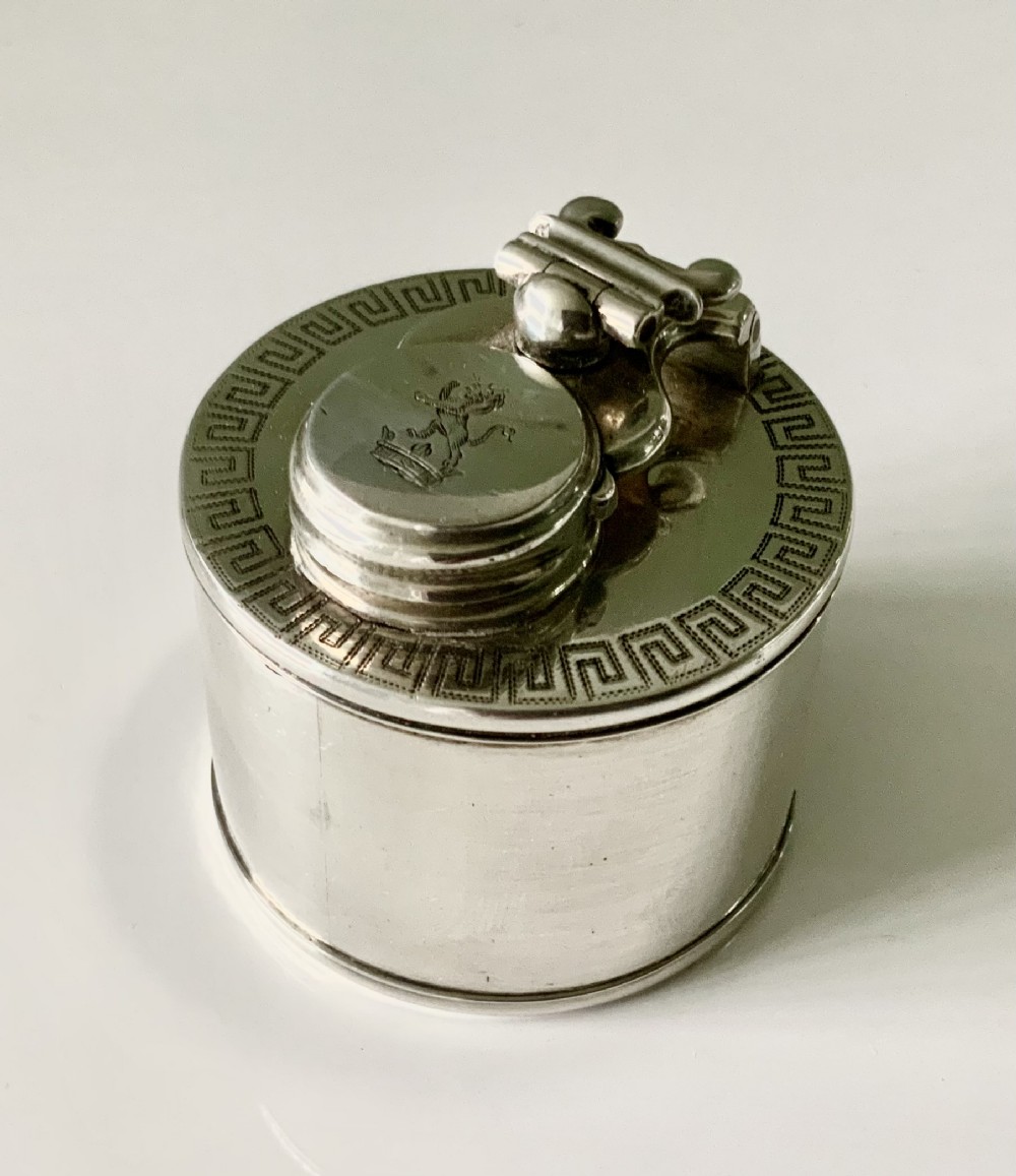 Silver travelling inkwell