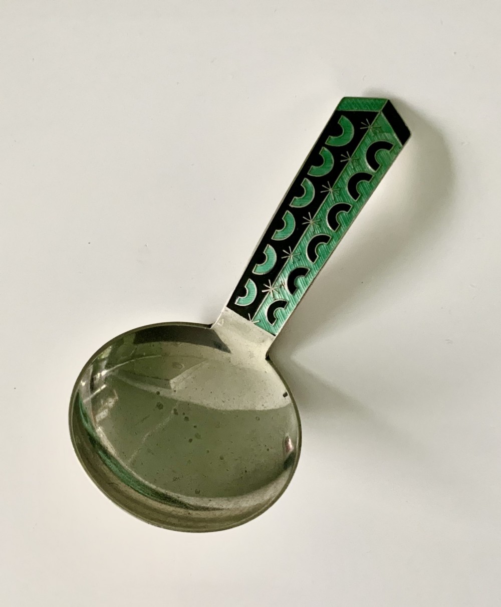 David Andersen silver enamel caddy spoon