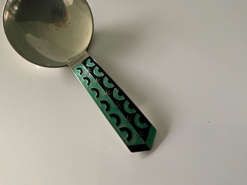 David Andersen silver enamel caddy spoon View II