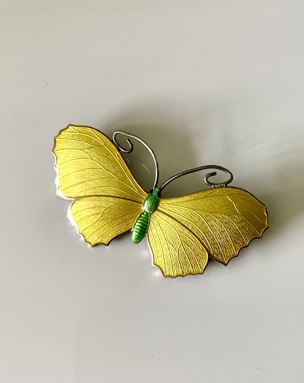 Silver and enamel butterfly brooch