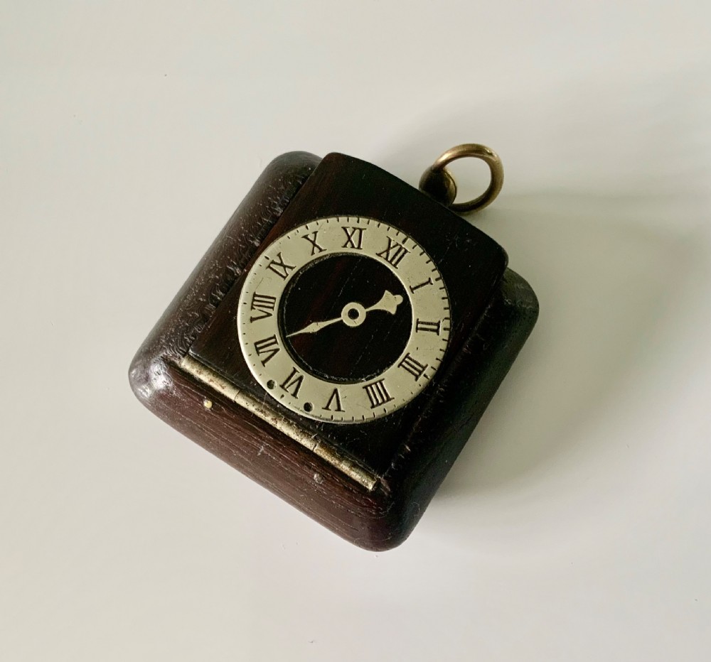 Rare treen pocket watch snuff box