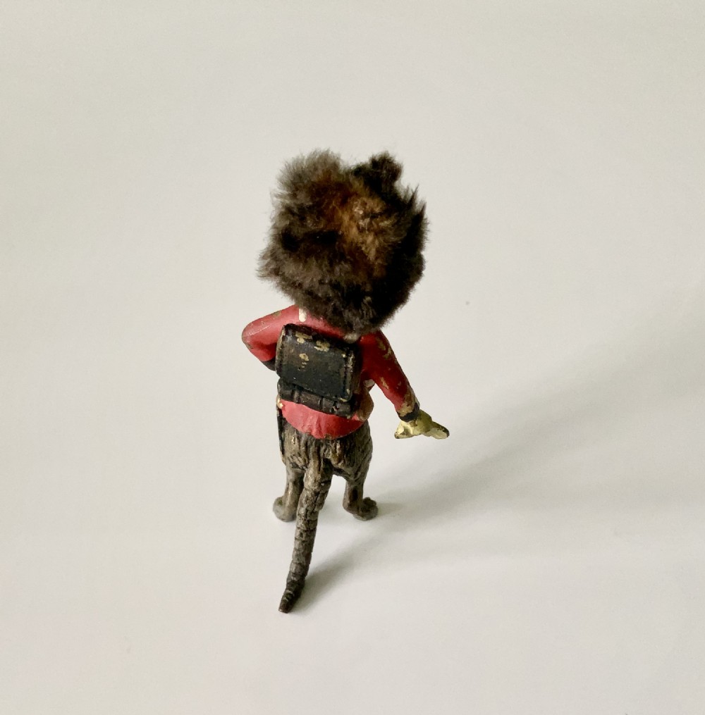 Cold painted bronze cat dressed as a Grenadier Guard View III