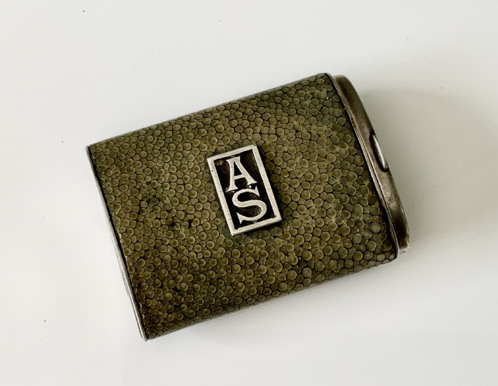 Art Deco Shagreen silver vesta