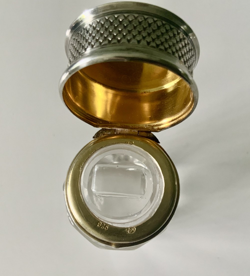 German silver and glass scent bottle View V