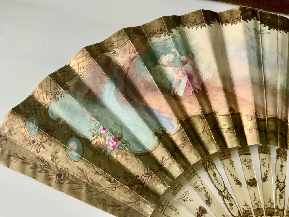 19th century paper fan - tortoiseshell sticks View III