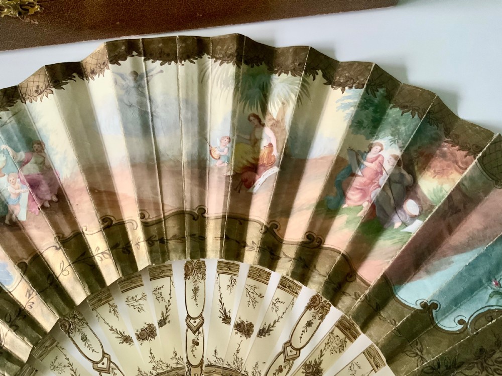 19th century paper fan - tortoiseshell sticks View IV