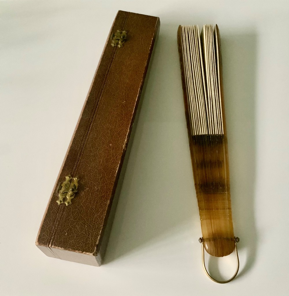 19th century paper fan - tortoiseshell sticks View VII