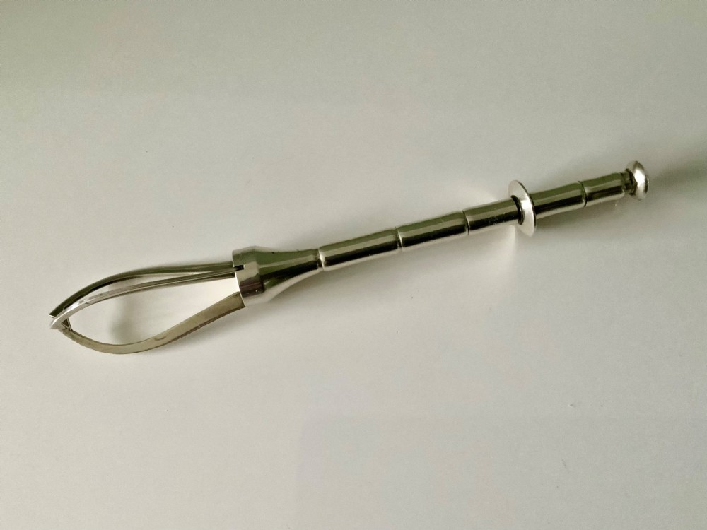 Mid century silver ice tongs View III