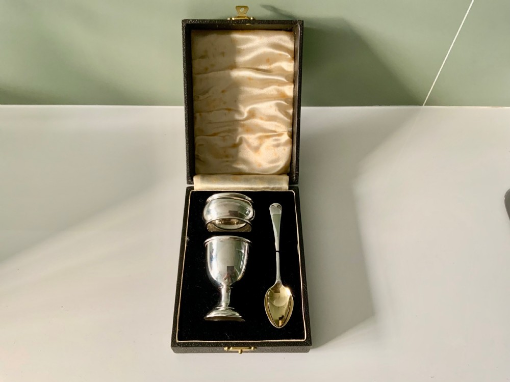 Silver christening set - original box