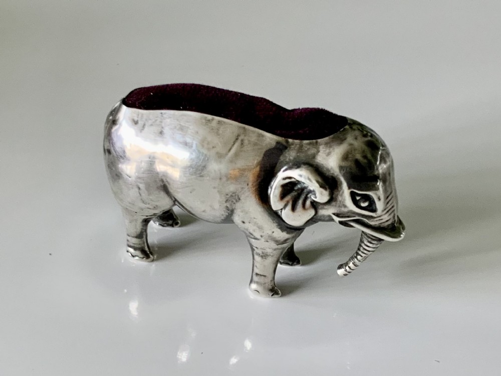 Silver elephant pin cushion