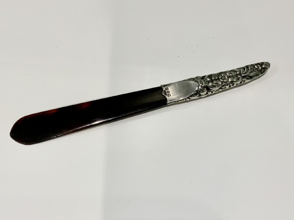 Tortoiseshell & silver letter opener