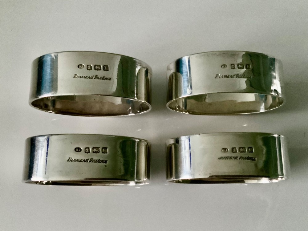 Bernard Instone silver enamel napkin rings - original box View V