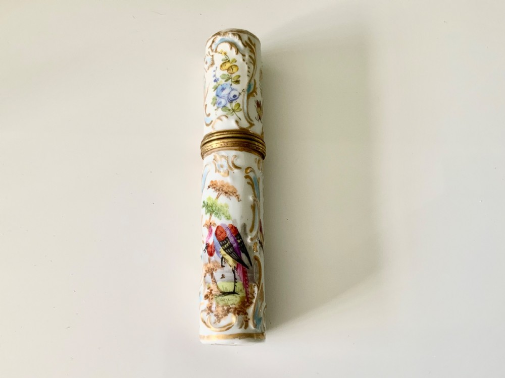 Continental porcelain bodkin case - 19th century