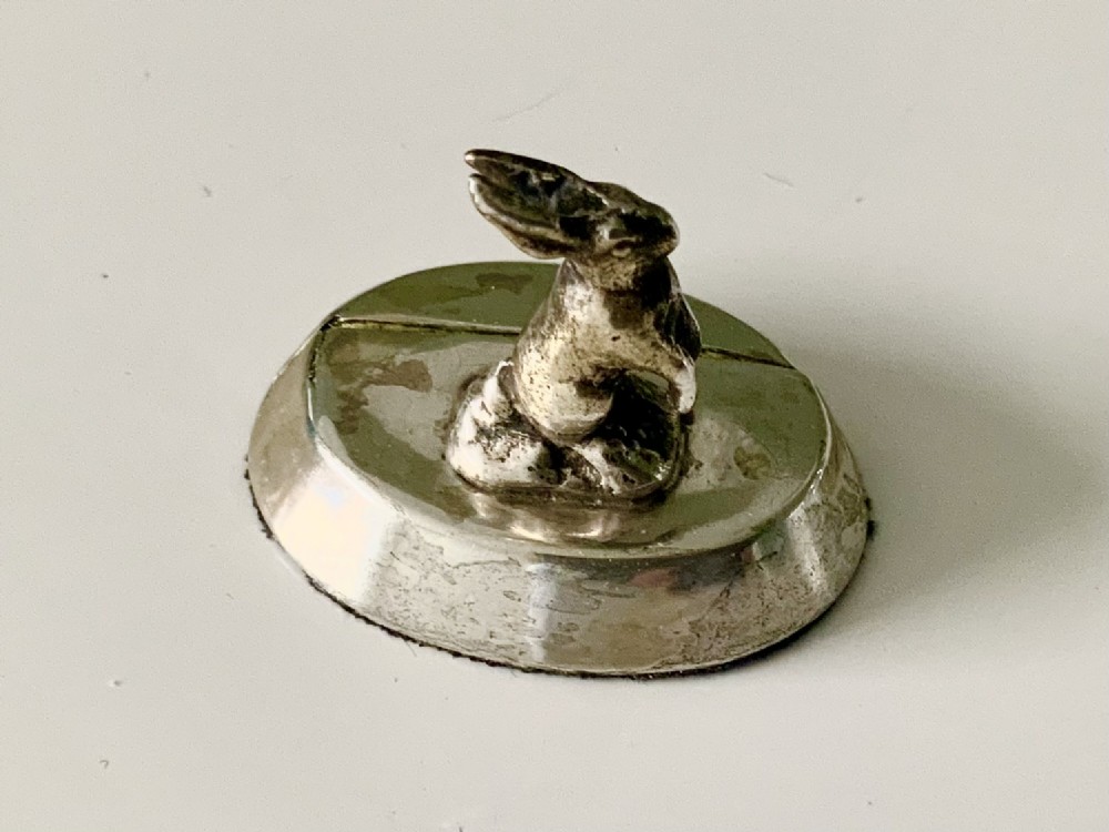Sampson Mordan silver rabbit menu holder