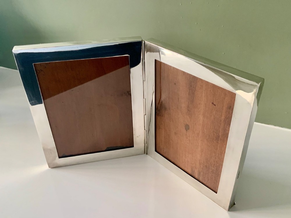 Silver double folding photograph fram