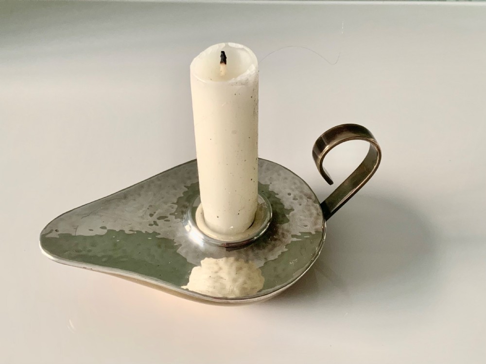 Mid-century Greek silver and brass candlestick