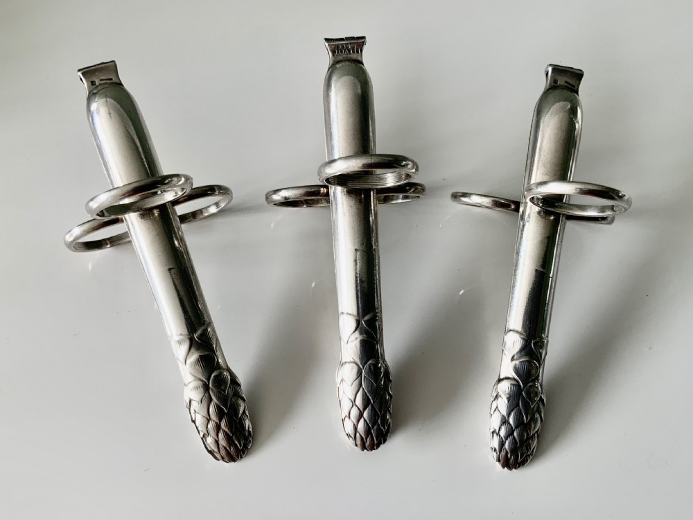 Christofle silver plated asparagus servers - three