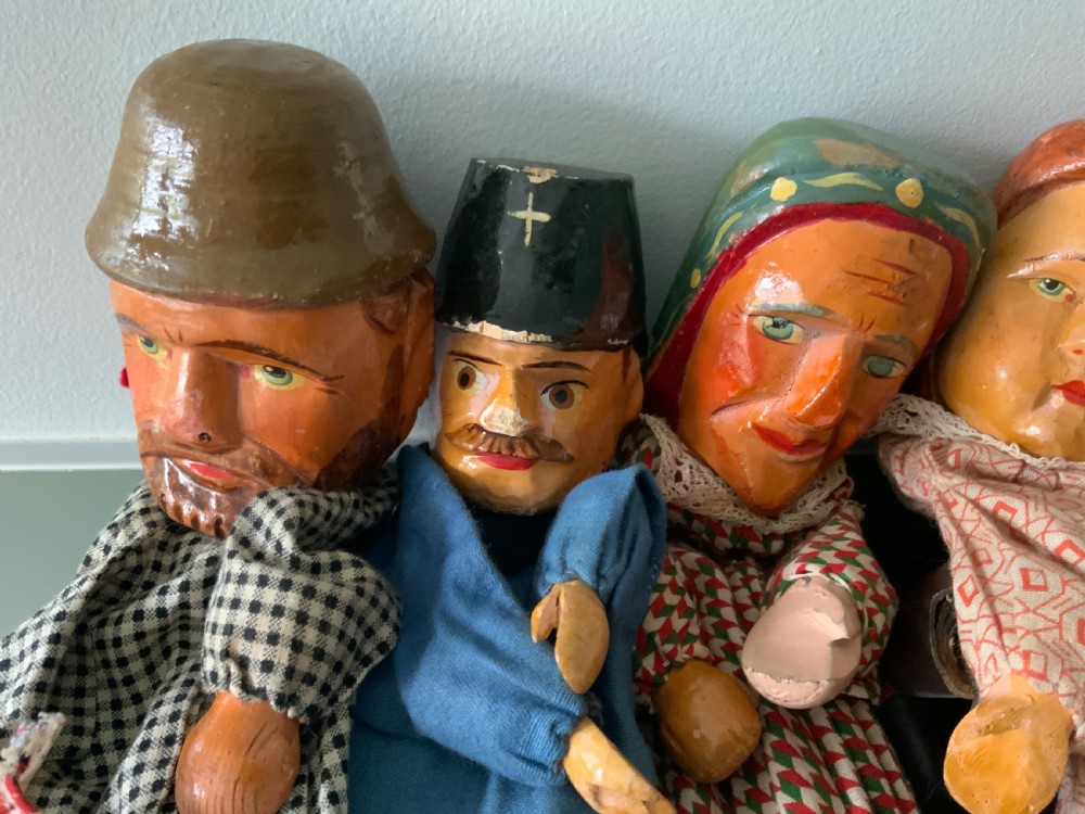 Punch & Judy group of 7 wooden puppets plus crocodile View IV