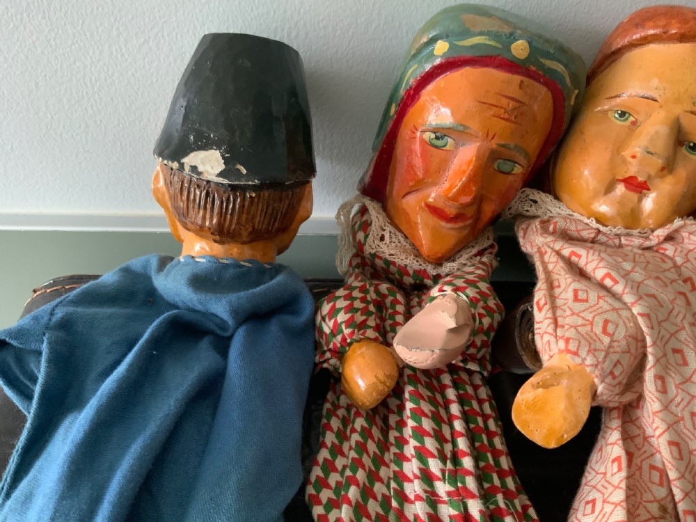 Punch & Judy group of 7 wooden puppets plus crocodile View VI