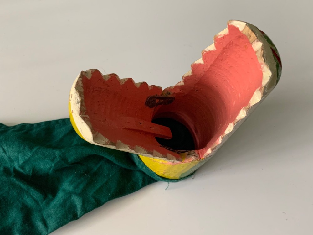 Punch & Judy group of 7 wooden puppets plus crocodile View X