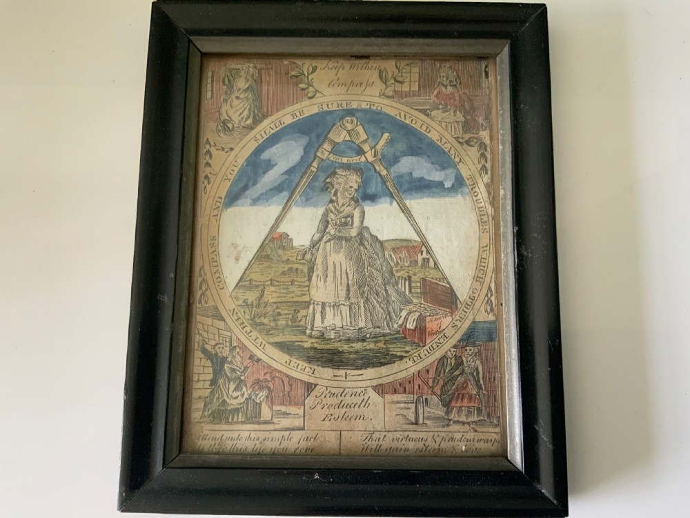 18th century hand coloured Masonic prints “within the compass” View III