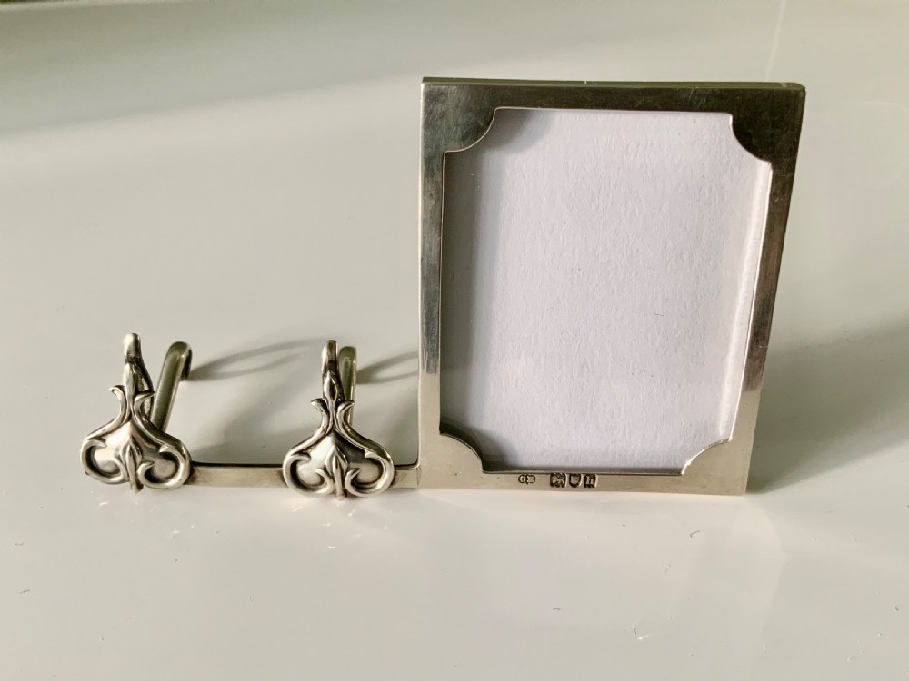 Art Nouveau silver frame & name holder
