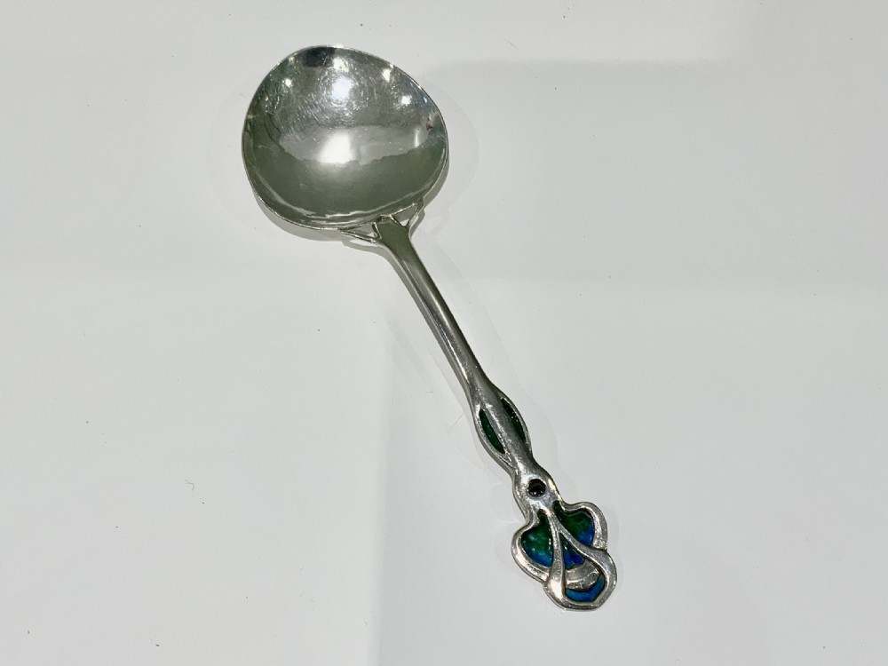 Arts & Crafts silver enamel spoon - Kate Allen