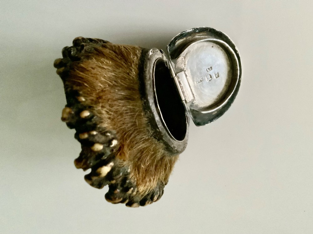 Antler horn and silver snuff box View V
