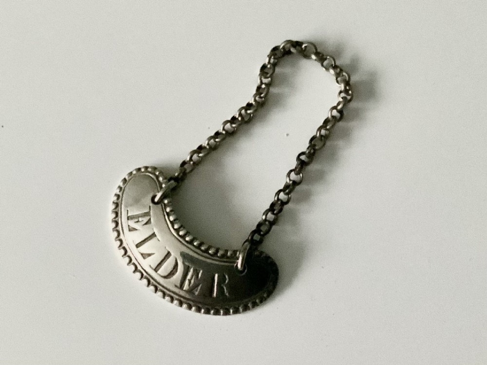 Rare 18th century silver sauce label - Elder
