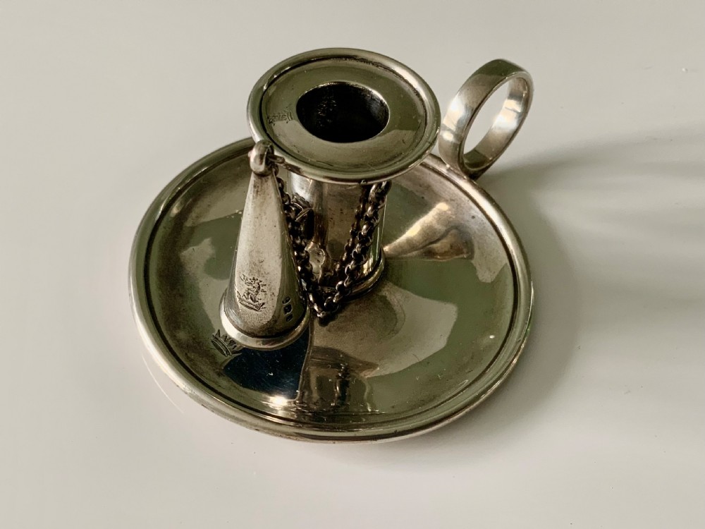 18th century miniature silver chamber stick