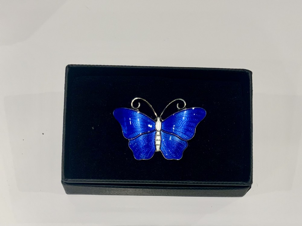 Norwegian silver & enamel butterfly